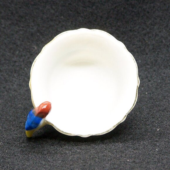 VTG MADE IN JAPAN  Miniature Demitasse Cup with Parakeet Handle and Saucer - Picture 8 of 9